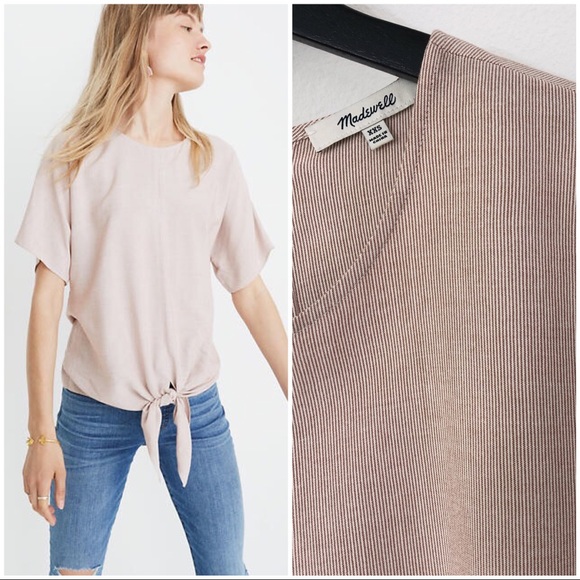 Madewell Button-Back Tie Tee in Stripe - Picture 3 of 13